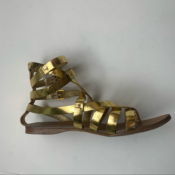 Miu Miu Gold Metallic Gladiator Sandals Size 6 - Picture 7 of 16